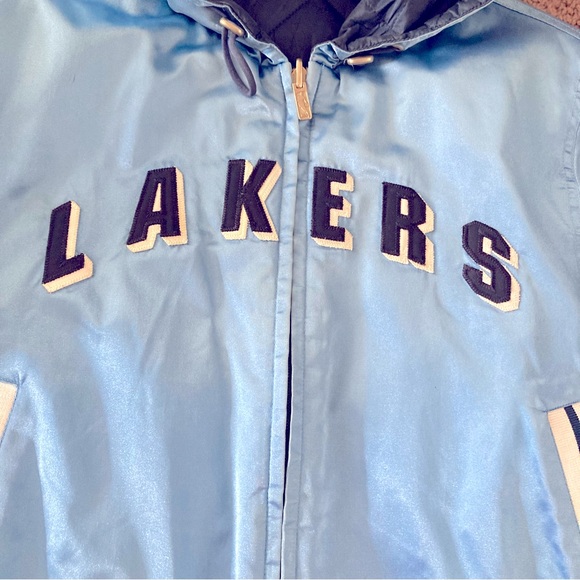 Vintage Reversible Los Angeles Lakers Jacket Size S Baby Blue Hardwood Classics - Picture 7 of 16